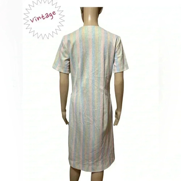 Vintage A Nancy Frock pastel striped shift/tunic 60’s dress-L - Picture 3 of 11